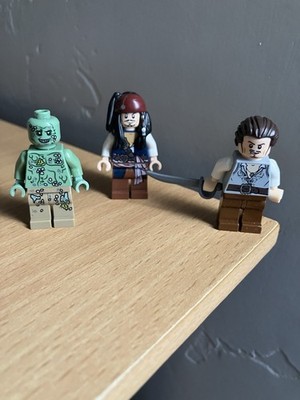 3 Lego pirates of the caribbean minifigures Jack Sparrow, Will Turner, Hadras