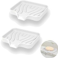 Silikon Seifenschale mit Ablauf Badewanne Dusche Küche Waschbecken 2 Stück Weiß