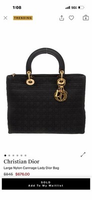 Christian Dior Large Lady Dior Cannage Satchel Black Gold Hardware Bag Charm