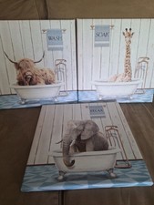 3 Piece Animal Bath Artwork Bathroom Set 12x12
