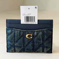 Coach Women  s Dark Indigo Blue Quilted Denim ID/Document Holder CC206