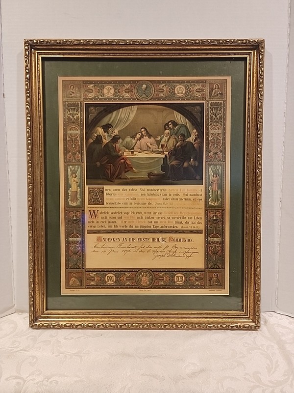 Holy Communion 1st. Certicate St. Marien Kirche Latin/German 1896 John 6:54-55