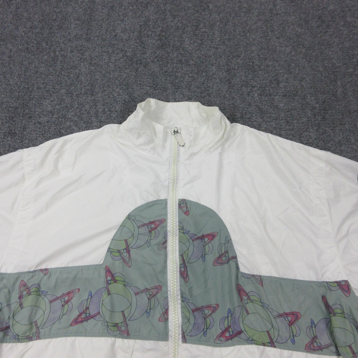 Vintage Ellesse Jacket Mens 44 White Tennis Windbreaker Full Zip
