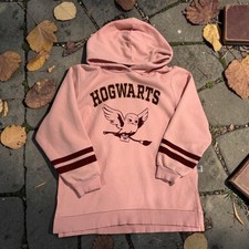 H M Harry Potter Youth Girls Pink Hogwarts Pullover Hoodie Size 6x/7