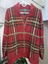 Vintage Ralph Lauren Exclusive Hand Knit Sweater Red 100 Wool Ski, Sno Small