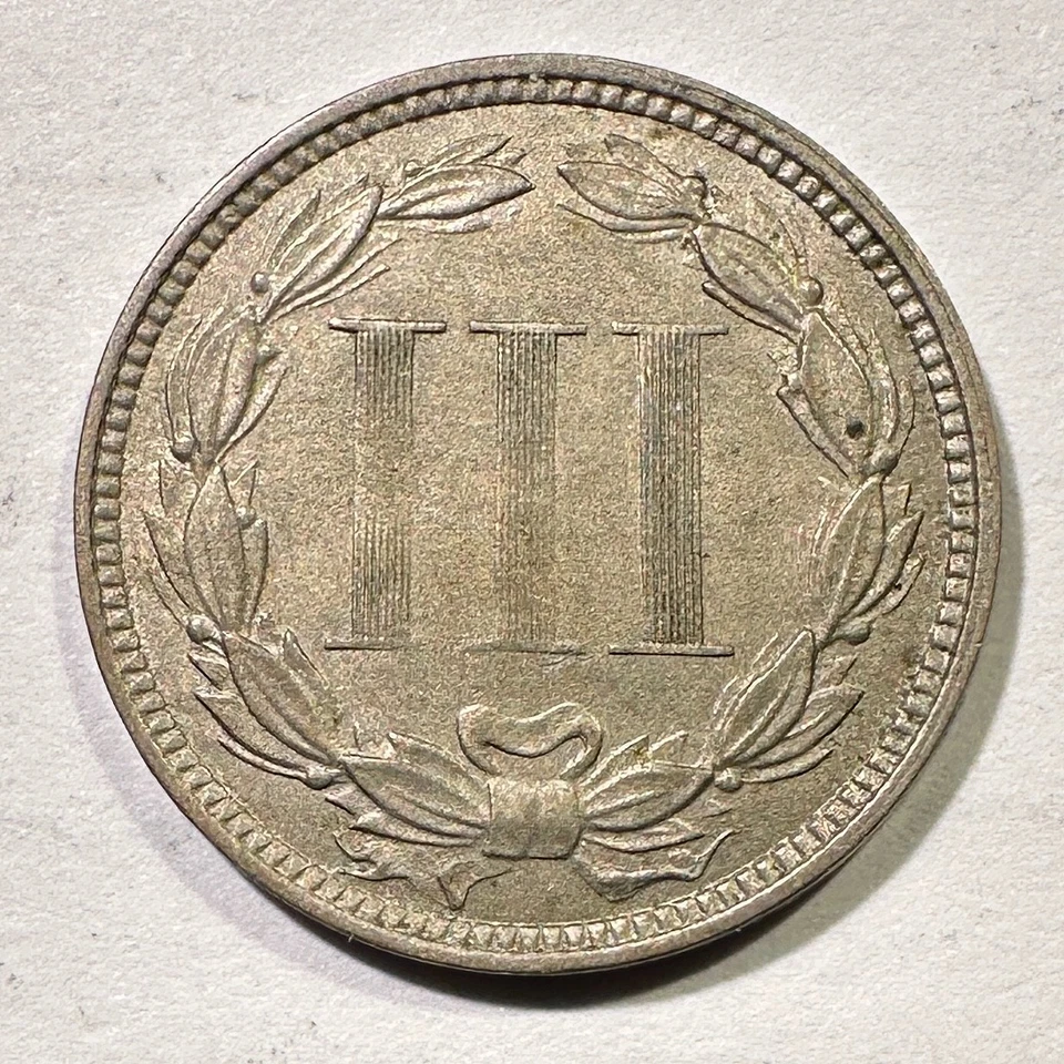 1876 Three Cent Nickel 3CN High Grade Luster Low Mintage Semi Key Date Type Coin - Image 2 of 2