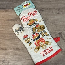 Blue Q Oven Mitt ~ Boss Kitty Cookin' Up A Storm, 100% Cotton