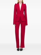 NWT $890 Alexander McQueen Grain-De-Poudre Trousers Lust Red Size 12
