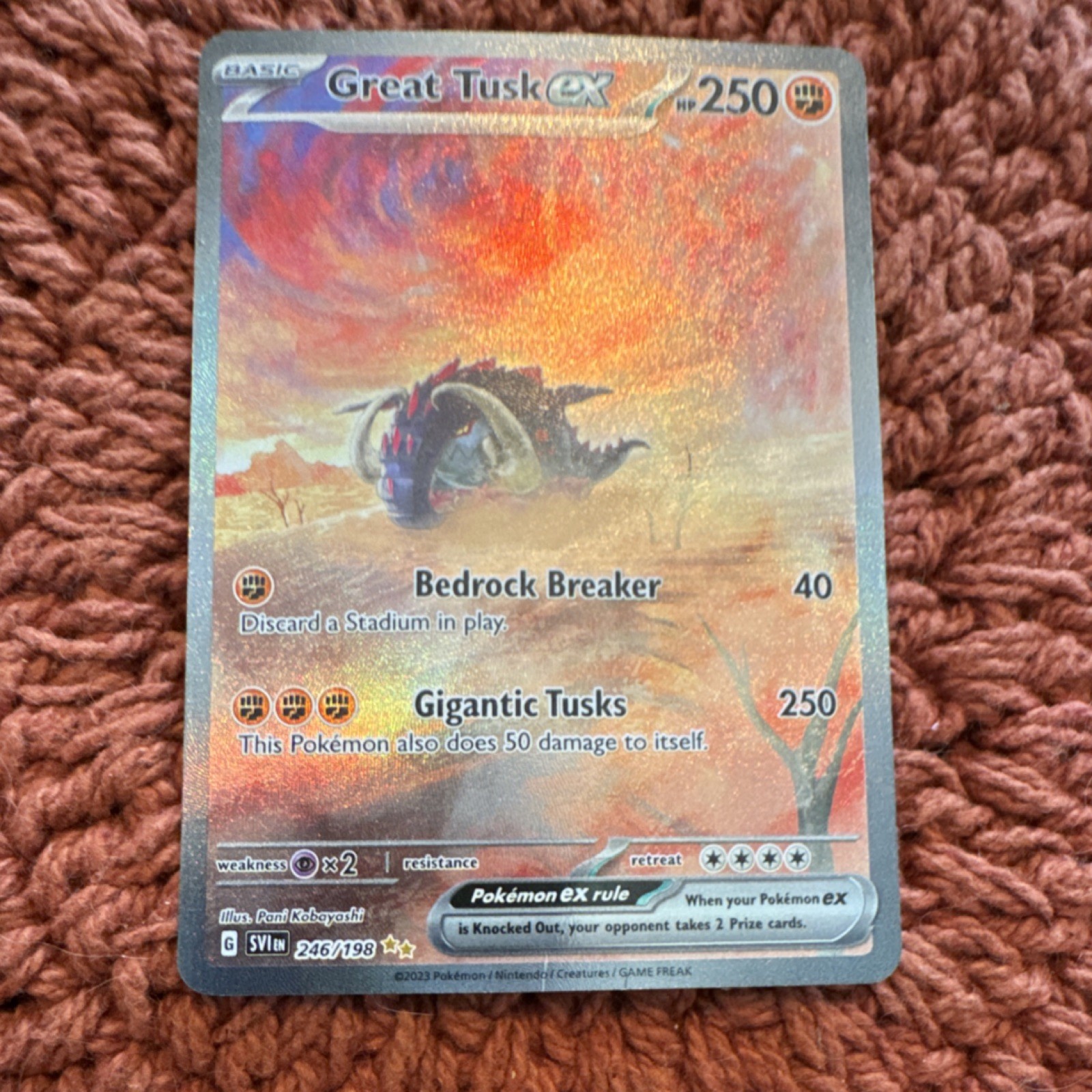 Pokémon Great Tusk ex 246/198 SV01 Scarlet & Violet Rare Holo EX Card