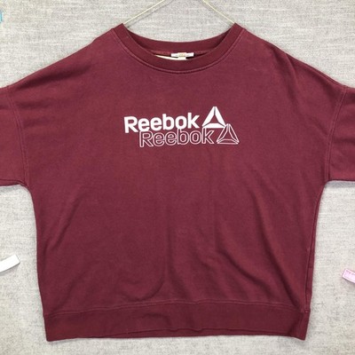 Reebok Sweatshirt Mens 2XL Red Logo Fleece Oversized Pullover