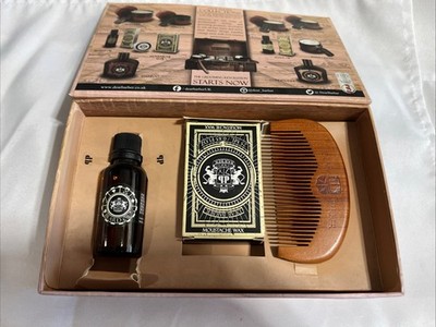 Dear Barber 3 Pk Set Moustache Wax Beard Oil Comb Boxed Set Open Box See Desc