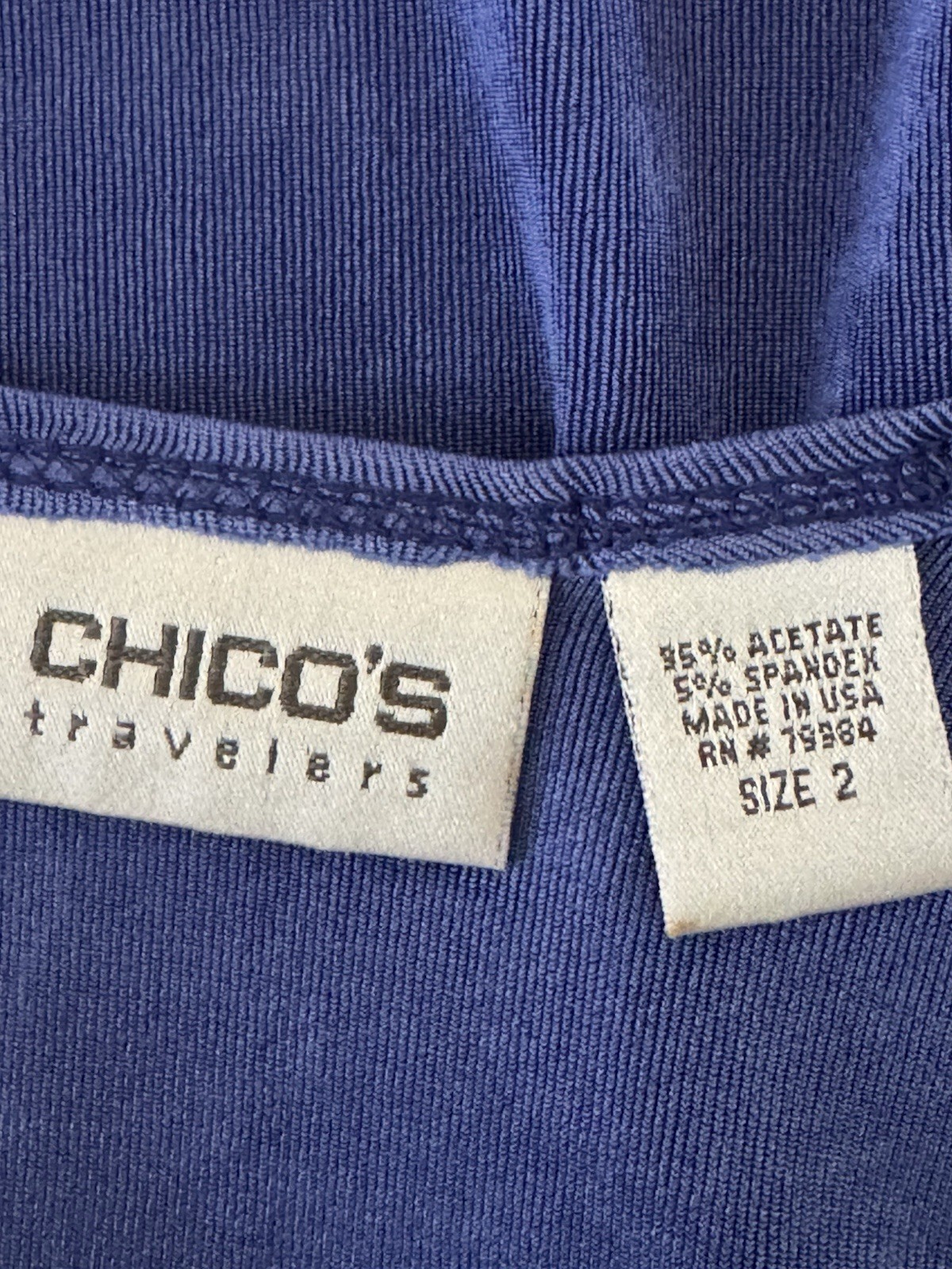 Chicos Travelers Size 2 Basic Tank Periwinkle Blue - image 4