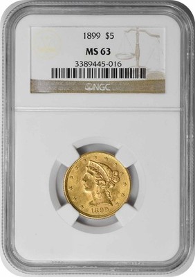 1899 $5 Gold Liberty Head MS63 NGC | eBay