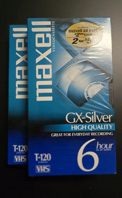 Lot x2 - Maxwell Blank Tapes VHS T-120VCR Video Cassette Std Grade 6 Hour New