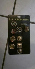 L.A. Treasures Sewing Themed Gold Color Button Covers - Lot of 9