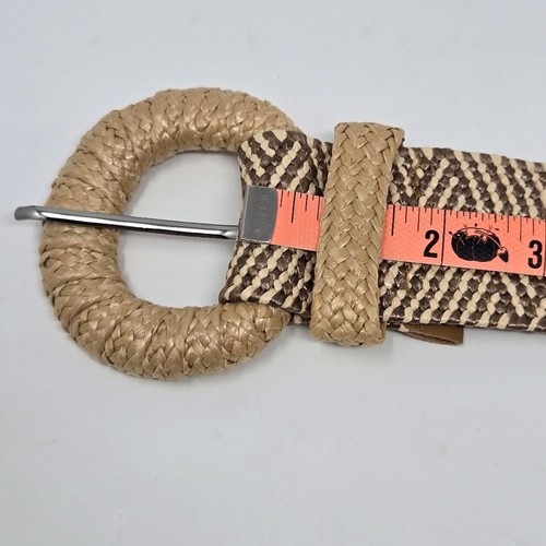 VINCE CAMUTO WIDE WOVEN STATEMENT BELT NATURAL MULTI TAN WOMEN M SUMMER RESORT - Picture 11 of 12
