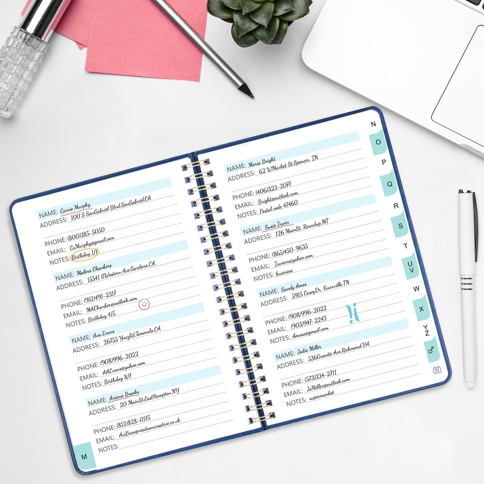 Address Book with Alphabetical Tabs, Hardcover Phone Book Password Keeper with S