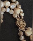 Caramel Mother of Pearl bead triple strand knotted Necklace w/14K Gold Clasp 17” — photo 2
