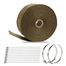 2" x 50' Titanium Exhaust Heat Wrap for Motorcycle Car,Fiberglass Exhaust Hea...