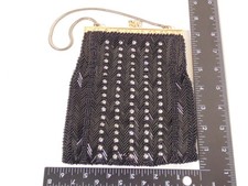 Vintage WALBORG Hand Beaded Black Jeweled Evening Bag Handbag Clutch Purse