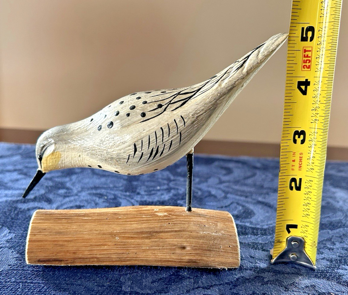 Richard Morgan Hand Carved Wood Shorebird Sandpiper 5"x6" 2021 Signed Sculpture