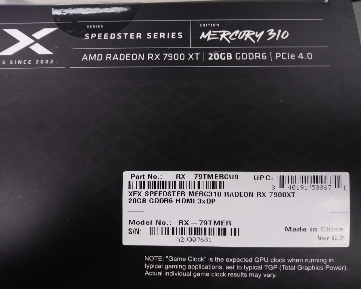XFX Speedster MERC 310 AMD Radeon RX 7900 XT 20GB GDDR6 Graphics