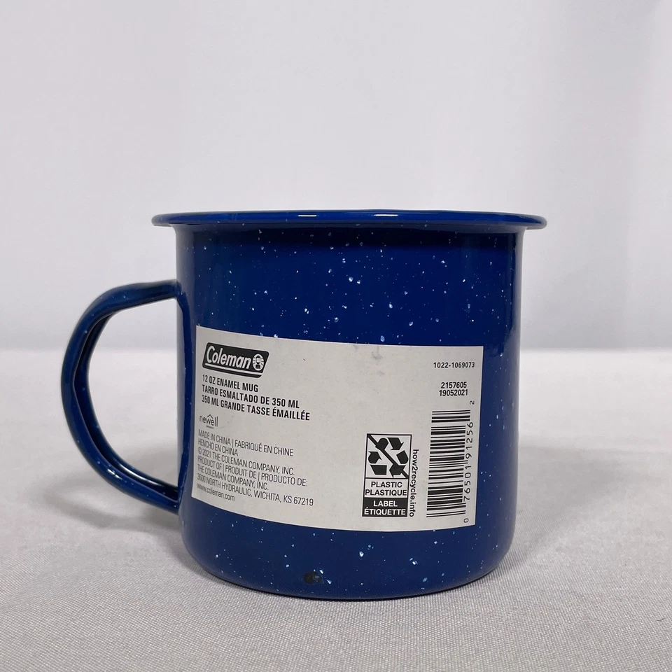 Coleman Blue Speckled Camp Coffee Tea Cup 12 oz Enamel Mug NEW - Изображение 3 из 4