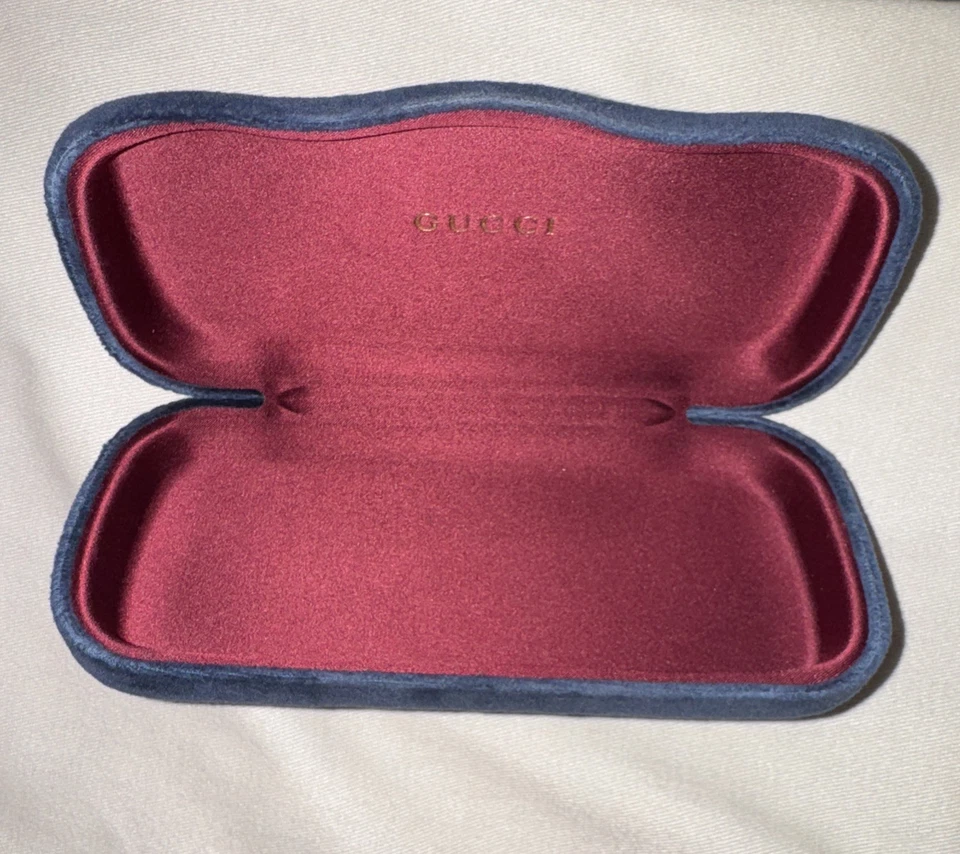 GUCCI AZUL TERCIOPELO ESTUCHE GRANDE GAFAS GAFAS GAFAS GAFAS DE SOL ESTUCHE CON TELA Foto 2 de 4