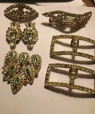 Lot 7 Vintage Rhinestone Shoe  Fur Clips Few Stones Missing
