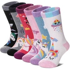 Kids Merino Wool Hiking Socks Toddlers Boys Girls Cozy 4-7 Years Pink Unicorn