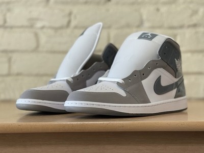 Nike Air Jordan 1 Mid SE Retro Men Size 9 White Medium Grey Cool