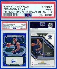 2020-21 Panini Prizm Desmond Bane Blue Wave Penmanship Rookie Auto PSA 9 Magic
