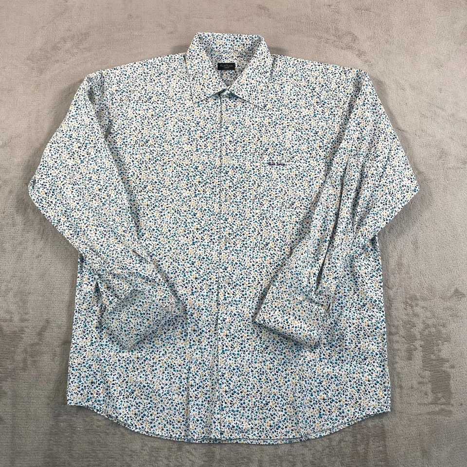 Camisa de vestir Paul Smith London para hombre XL 17 multi floral puño francés logotipo de diseñador Foto 4 de 4