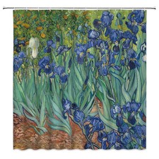 Iris Shower Curtain Vintage Oil Painting Iris Flower Leaf Garden Rustic Countrys