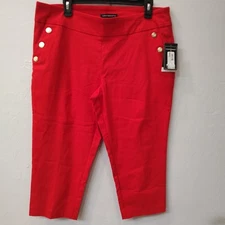 Counterparts Women’s Pull-On Capris Pants PXL Plus Red Firecracker Super Stretch