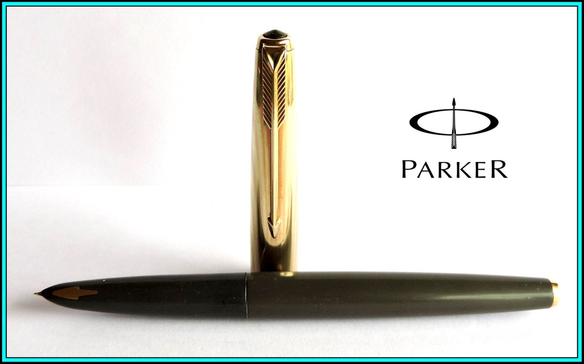PARKER 61 Fountain Pen GREY 14k GF RAINBOW CAP 14K MEDIUM NIB