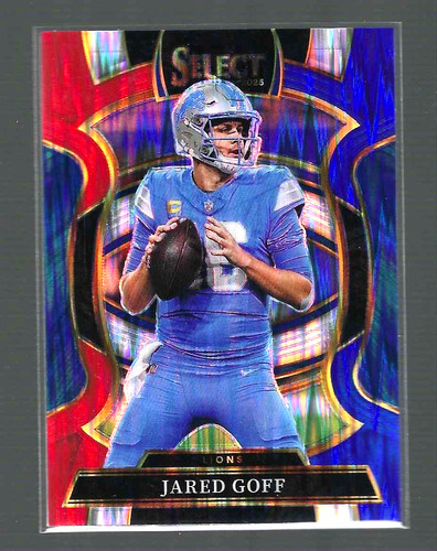 JARED GOFF 2025 Panini Select Concourse #69 Red & Blue Shock Prizm Lions