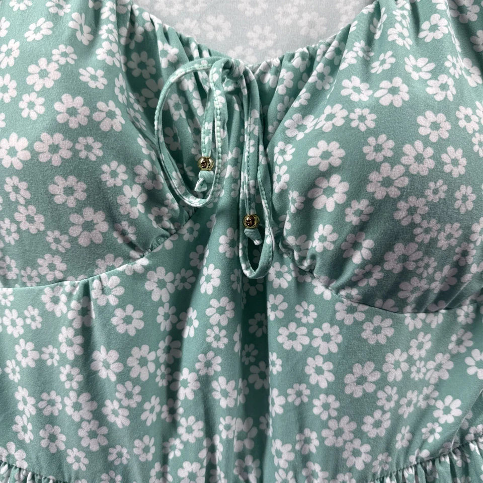 No Boundaries Womens Babydoll Mini Dress Jr. 2XL 21 Bra Cups Floral Slinky Green - Image 3 of 4