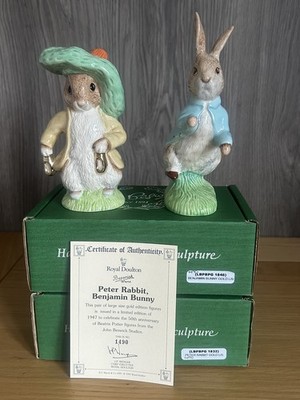 Beswick Beatrix Potter Peter Rabbit & Benjamin Bunny Large Gold Limited Edition 