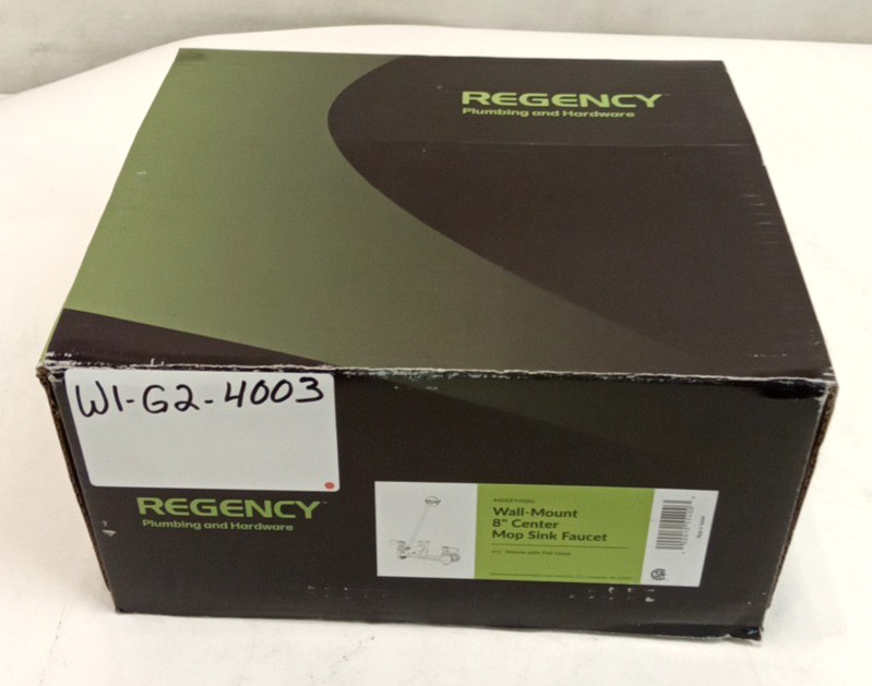 Regency 600FMS86 Wall-Mount 8" Center Mop Sink Faucet 6-1/2" Nozzle w/ Pail Hook