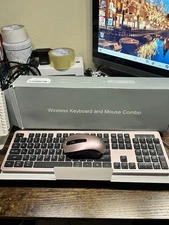 Black Pink 2.4GHz Wireless Keyboard and Mouse Combo with USB Receiver 104 Keys