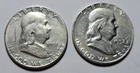 1951-S 1952-S FRANKLIN Half Dollar 50c Cents Silver 2-COIN Lot ~Mid Grade Key Dt