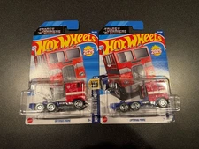 New 2025 Hot Wheels Diecast 1/64 Transformers Optimus Prime Screen Time Lot Of 2