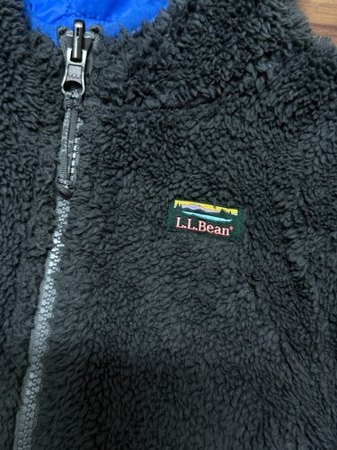 LL Bean Toddler 3T Mountain Bound Reversible Puffer Fleece Jacket Blue/Gray Zip - Picture 4 of 6