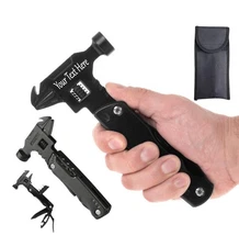 Custom Engraved Stainless Steel Black Multi-Tool Hammer Camping Gift for Husband