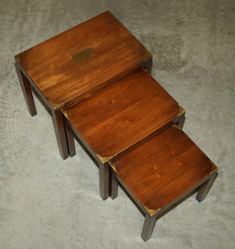 LOVELY HARRODS KENNEDY COFFEE & SIDE TABLE NEST OF TABLES MILITARY CAMPAIGN - Picture 3 of 22