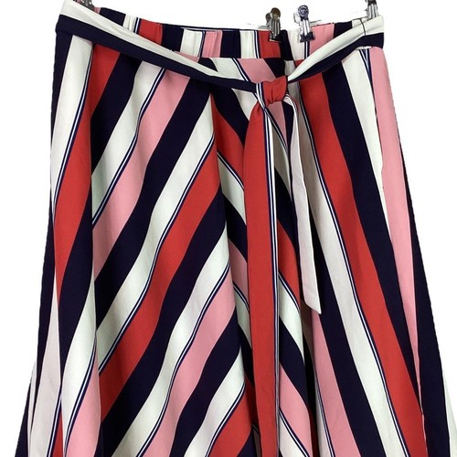 Lane Bryant Skirt Women 22W Red Multi Stripes Pockets Tie Pullon Hi Lo Midi - Picture 2 of 6
