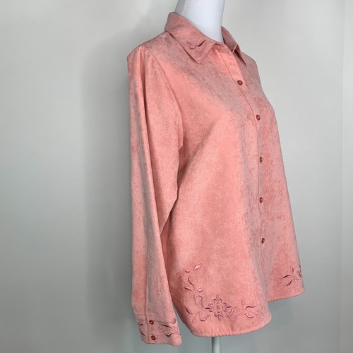 Relativity Womens Size M Top Shirt Blouse Embroidered Button Front Long Sleeve - Picture 8 of 13