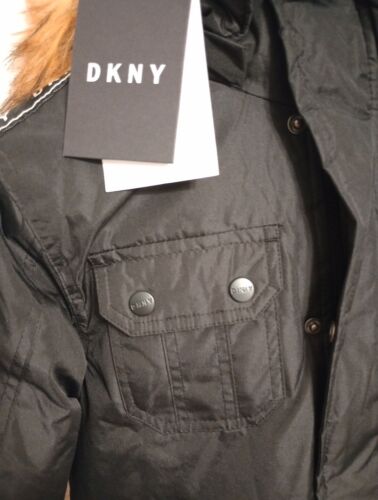 (NEW)DKNY Faux Fur Hood Parka Winter Jacket Coat Black, Toddlers Size 7 - Picture 5 of 10