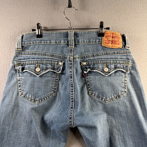 Levis Jeans Womens 14 (Fits 36x31) Blue Denim Low Rise Flare Vintage Y2K - Picture 3 of 23